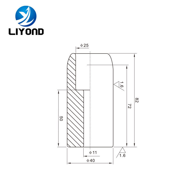 LYB102 1250A red copper fixed static contact drawing