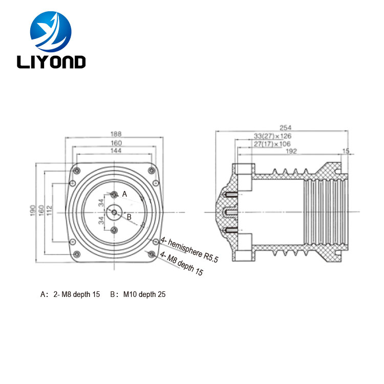 LYC248 Three-way 190 Tee Resin contact box drawing