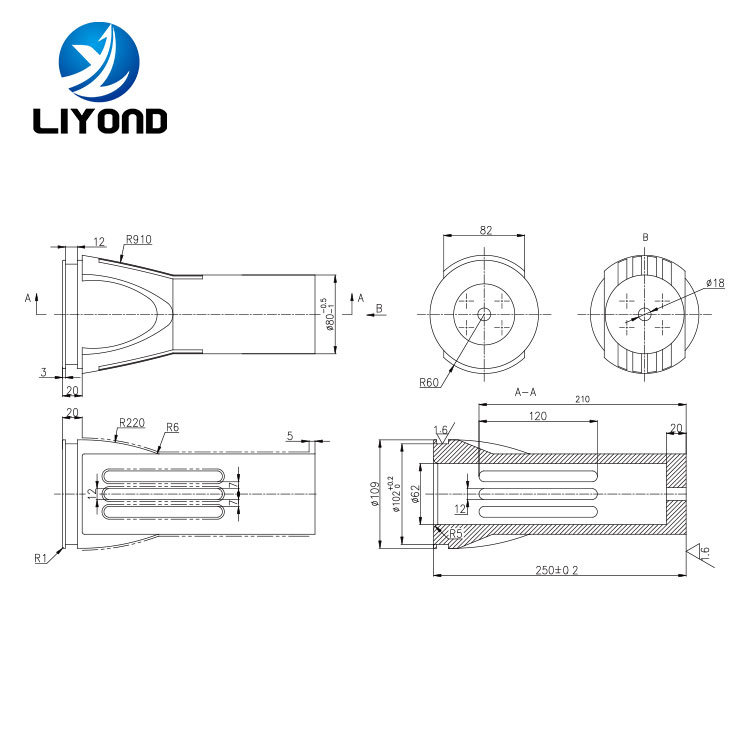 LYB265 T2 Red copper(sulfidizing) contact arm drawing