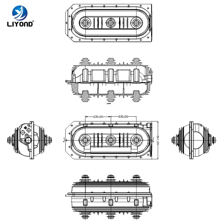 24KV 230mm New Type Indoor SF6 Load Break Switch drawing