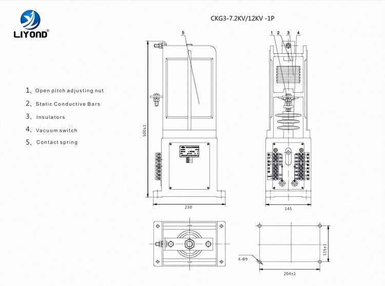 MV CKG3 Vacuum Contactor for switchgear drawing