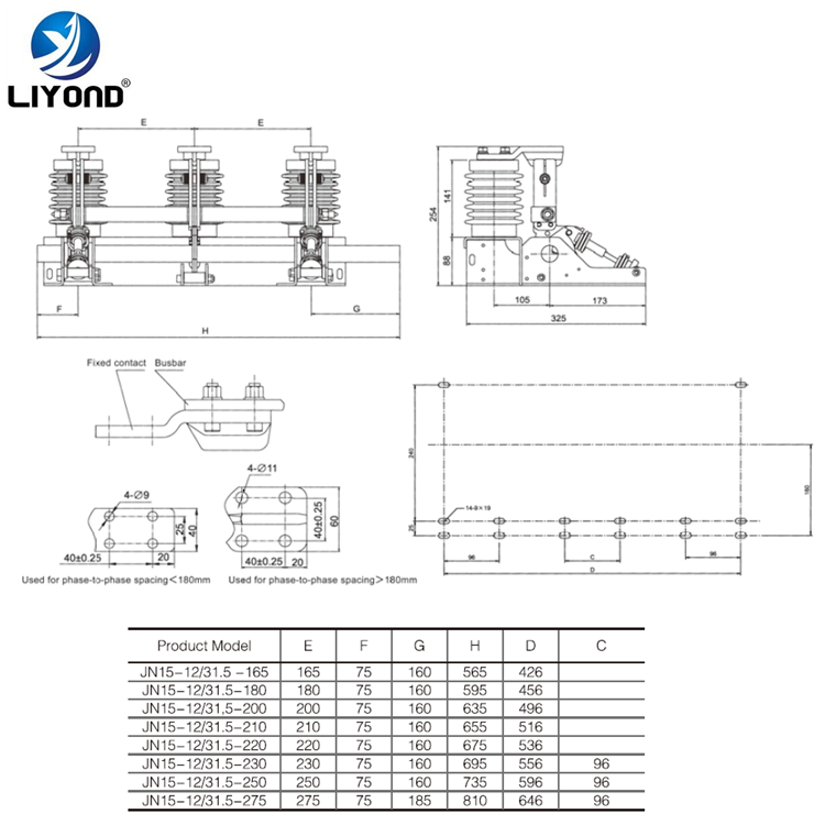 JN15-12/31.5 Indoor AC High Voltage Earthing switch specification