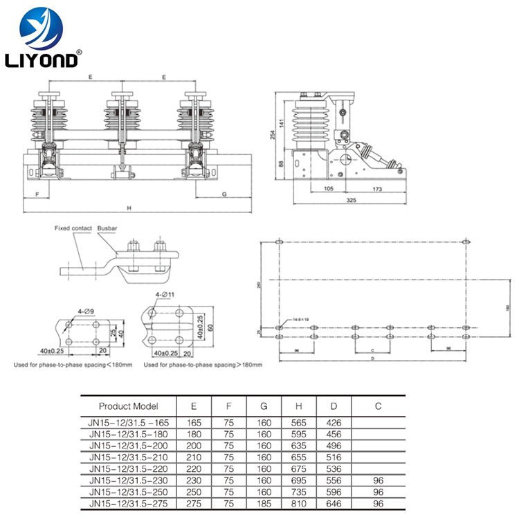 JN15-12/D31.5 Indoor AC High Voltage Electric Earthing switch drawing