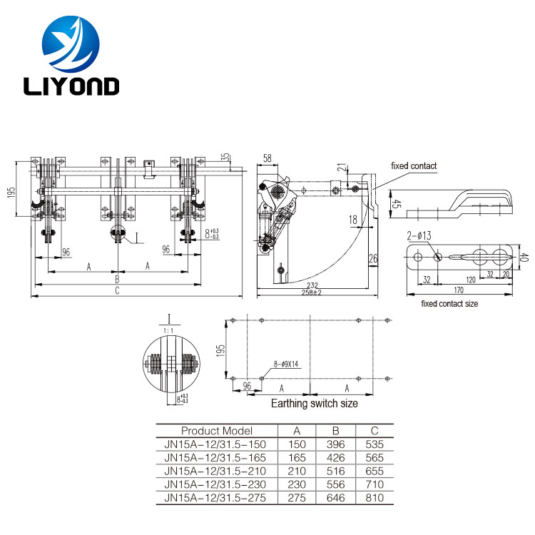 JN15A-12/31.5 Indoor AC High Voltage Grounding switch drawing