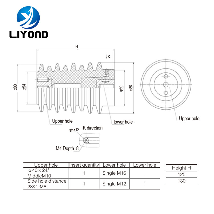 LYC117 12kV Sensor Epoxy Resin Capacitive insulator drawing