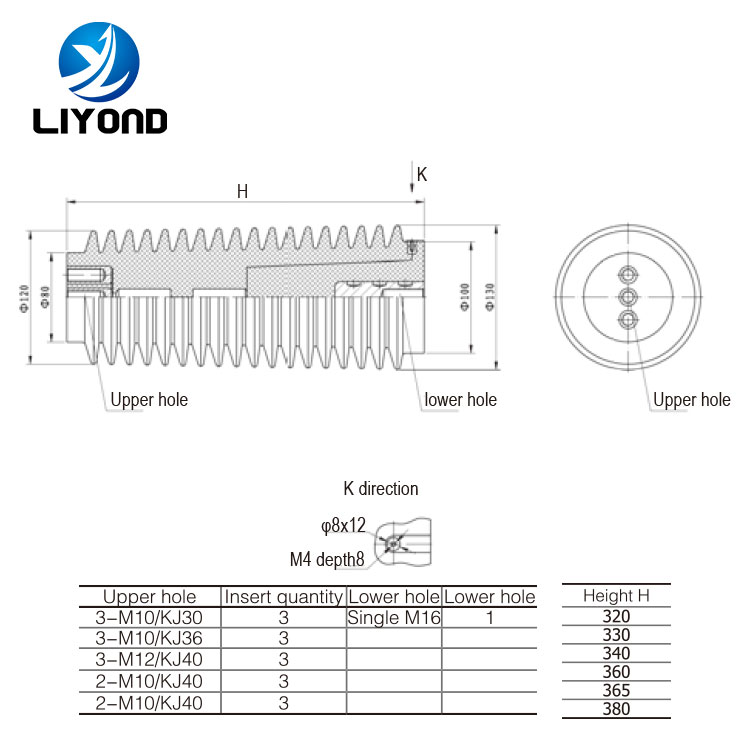 LYC130 HV Sensor Busbar Support Transformer Insulator drawing