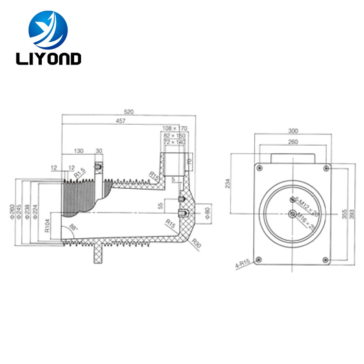 LYC262 35KV epoxy resin electrical insulator contact box drawing