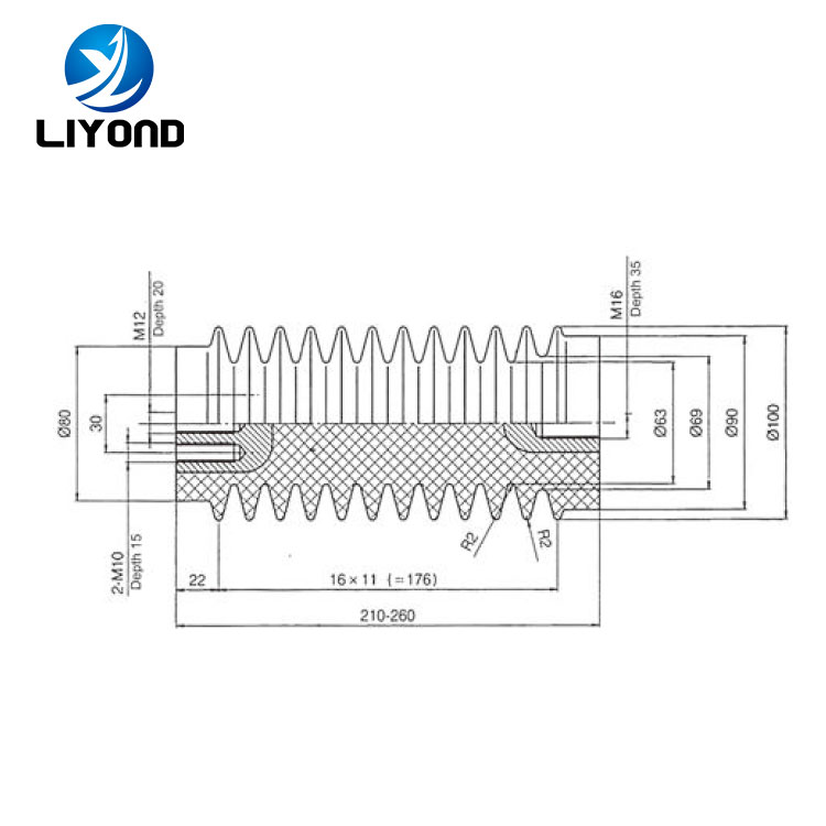 LYC330 Epoxy Resin Busbar Support Post Insulator drawing
