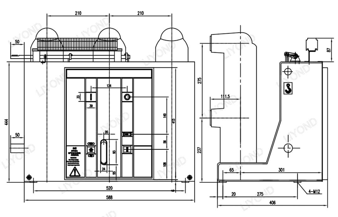 VBI-12 Fixed type VCB drawing