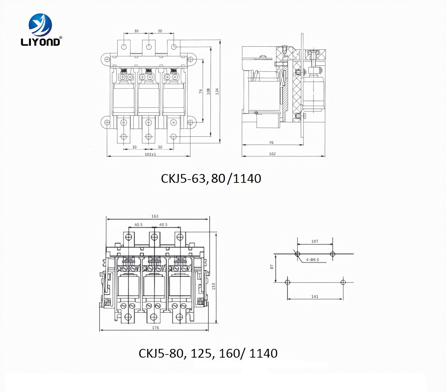 AC L.V. CKJ5 Vacuum Contactor drawing