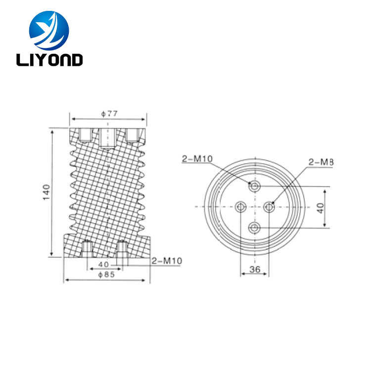 LYC103 Epoxy electric capacitor divider insulator drawing