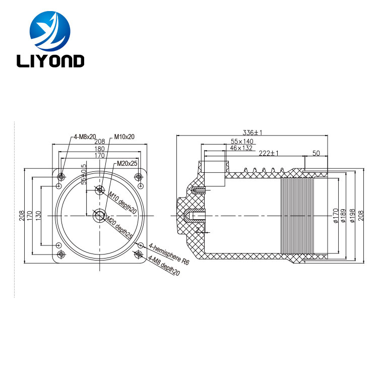 LYC230 Plateau type epoxy resin contact box insulator drawing