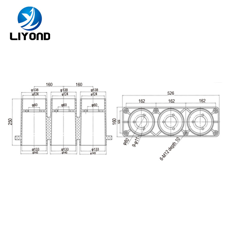 LYC234 epoxy resin HV grey parallel contact box insulator drawing