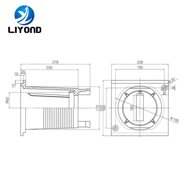 LYC235 High voltage epoxy resin insulation contact box drawing