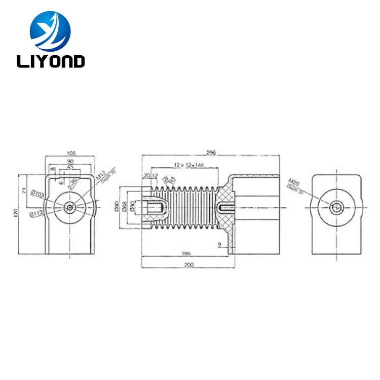 LYC334 24KV epoxy resin PT siamese insulator drawing