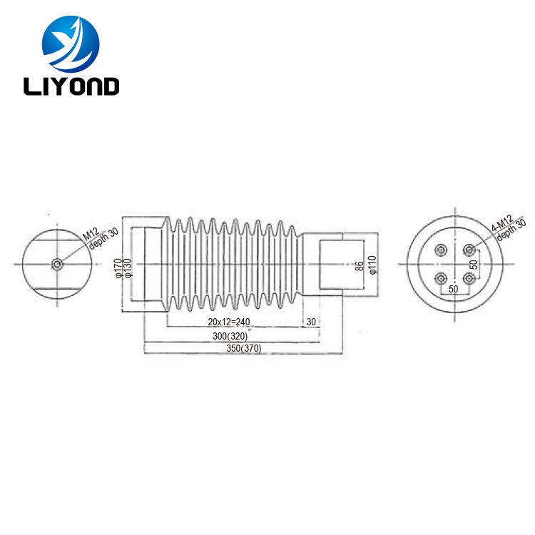 LYC337 35KV support busbar red epoxy resin insulator drawing