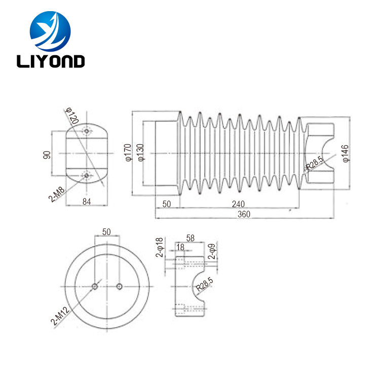 LYC347 35kV divider epoxy resin insulator drawing