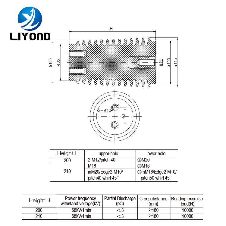 LYC500 Epoxy resin insulator electronic sensor drawing