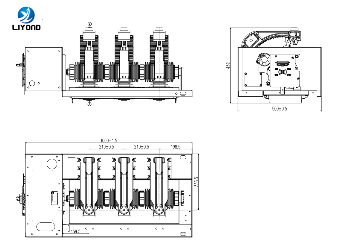 VGK-II-12 indoor fixed VCB breaker and disconnect switch assembly drawing