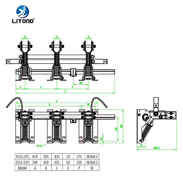 ES12 Indoor AC High Voltage Earthing switch drawing