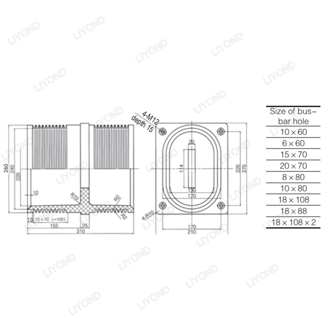 LYC204 wall bushing drawing