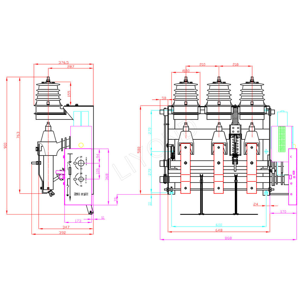 Load break switch FKN12-12D drawing