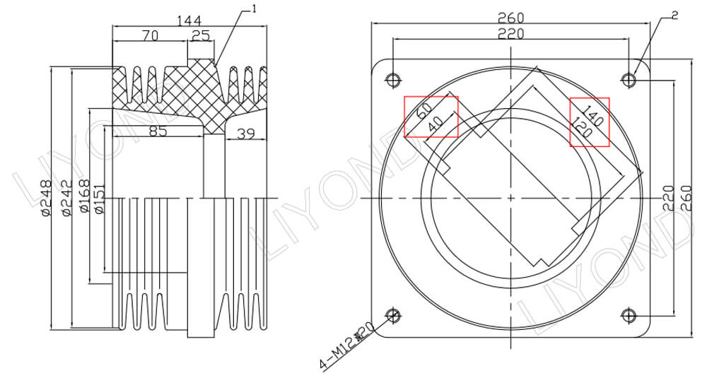 wall bushing LYC192 drawing