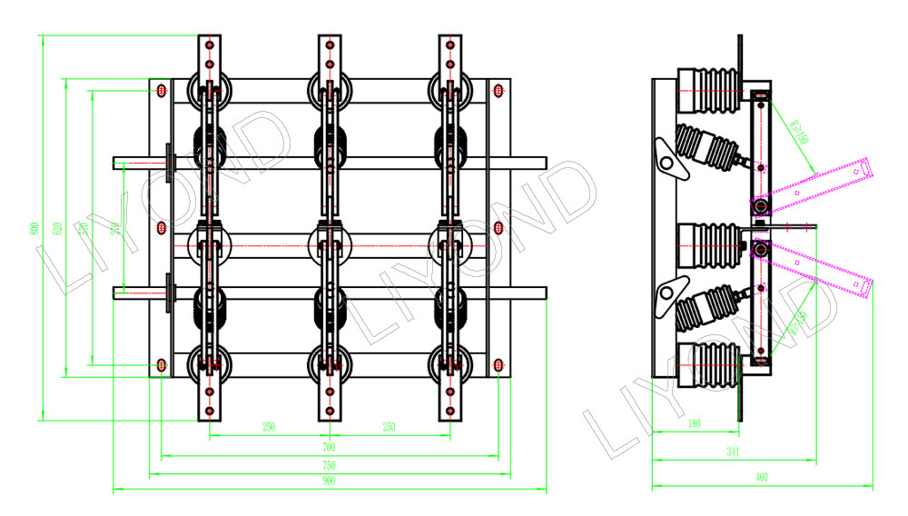 Isolation Switch GN19-12 630A drawing