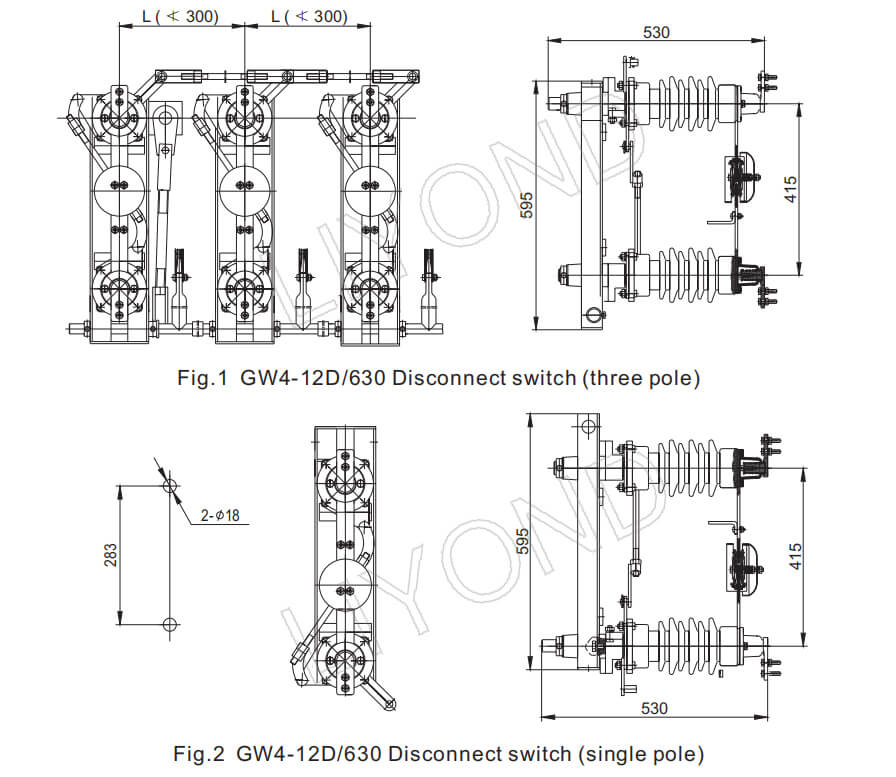 GW4 isolating switch drawing