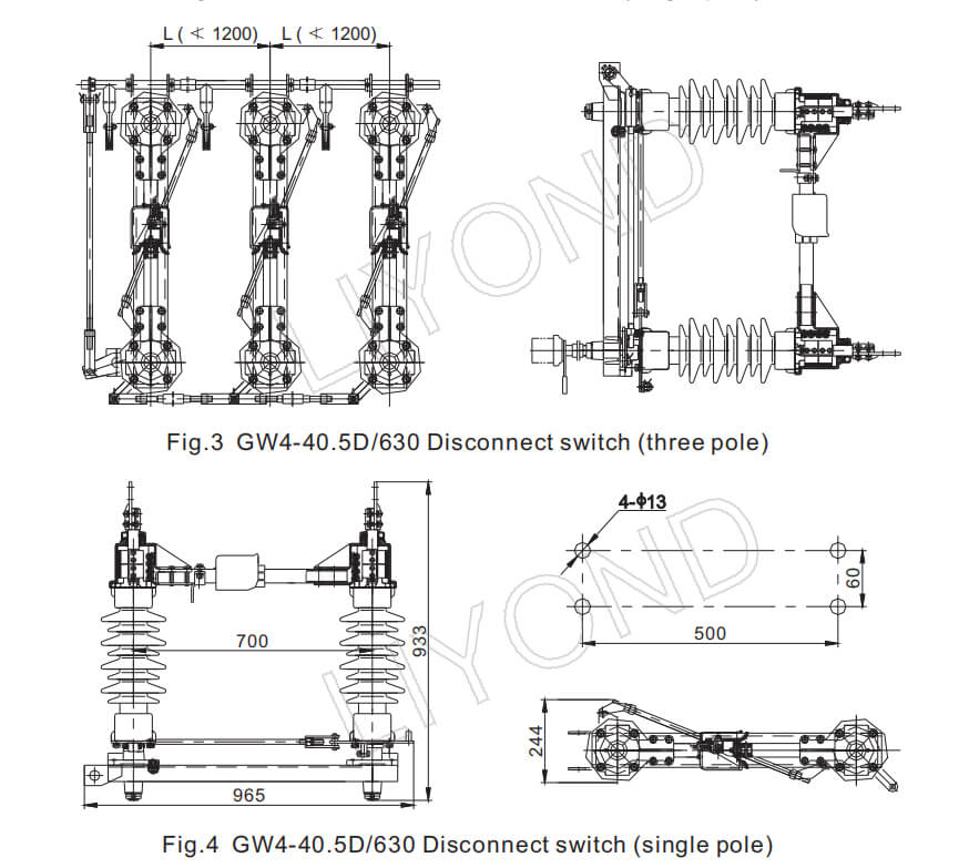 GW4 isolating switch drawing