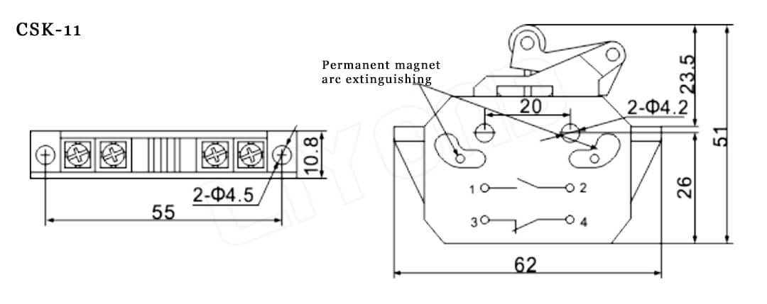 CSK-11 Magnetic blow switch drawing