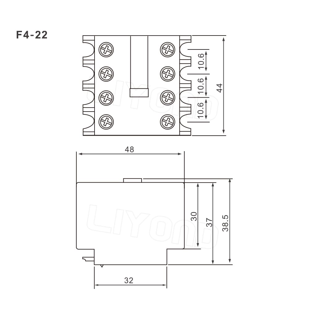 F4-22 Contactor Auxiliary Contact drawing