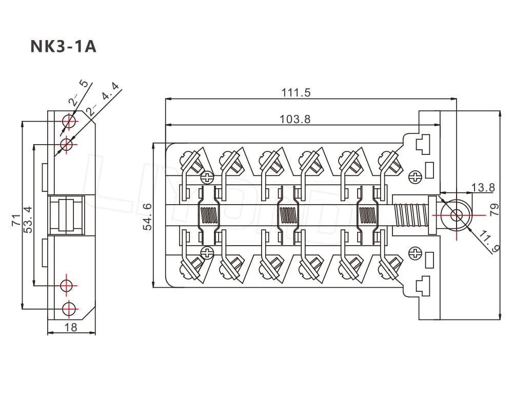 NK3-1A Auxiliary Switch drawing