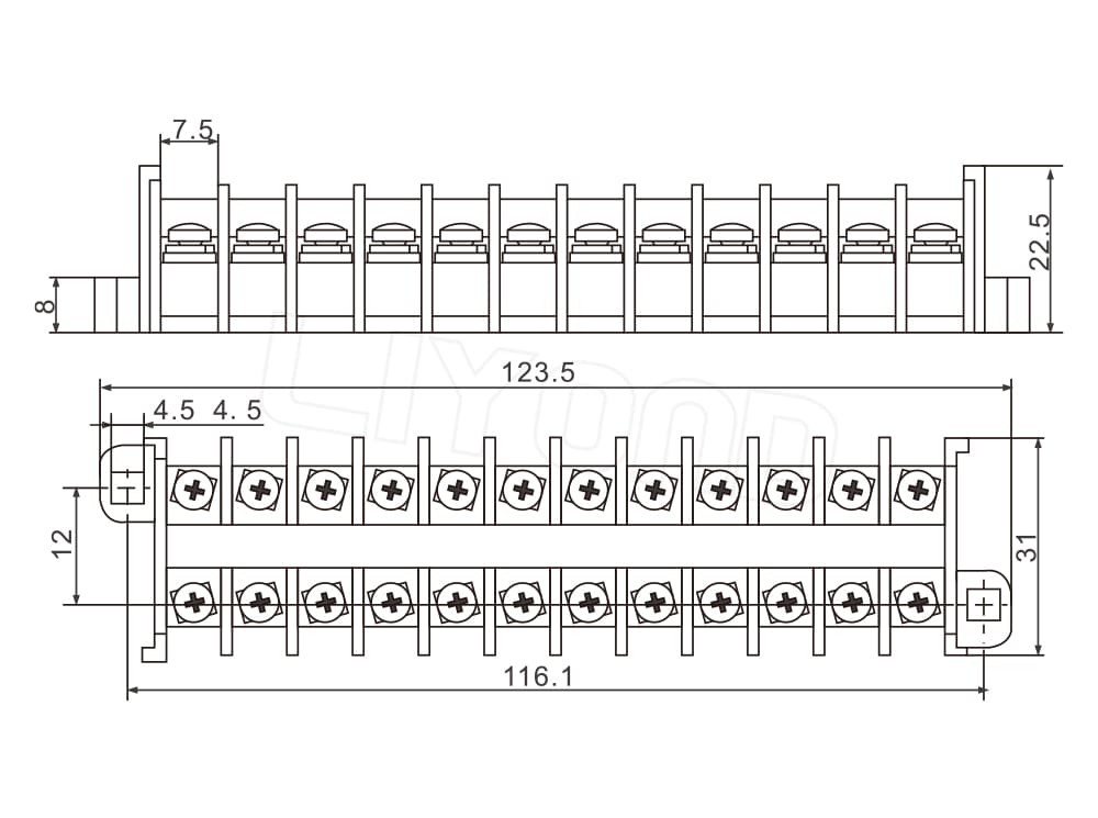 Terminal block size