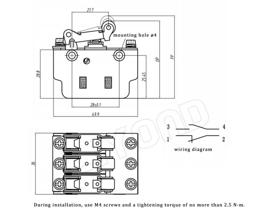 RCSK-1-33 Magnetic blowout switch drawing