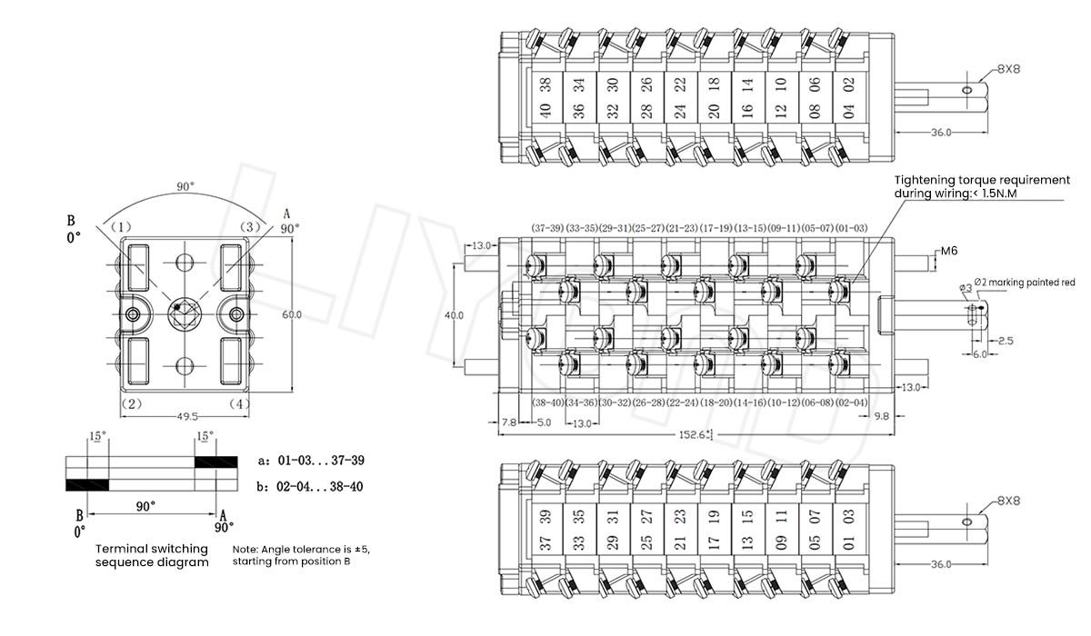 Liyond F12-20 Auxiliary Switch Dimensions